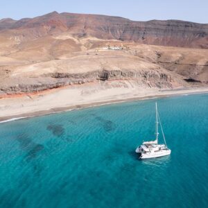 Catamaran of the coast of Morro Table, Fuerteventura, Canary Islands