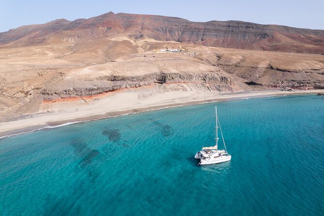 Catamaran of the coast of Morro Table, Fuerteventura, Canary Islands