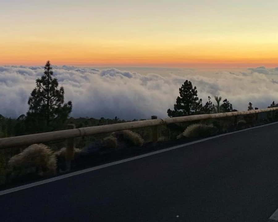 Beautiful view above the clouds in mount Teide in Tenerife