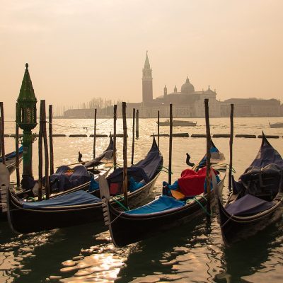 Gondola venice, gondolas, sunrise
